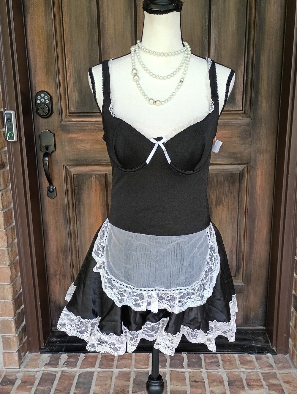 NEW Black and White Sexy French Maid Cosplay Halloween Costume Intimates
